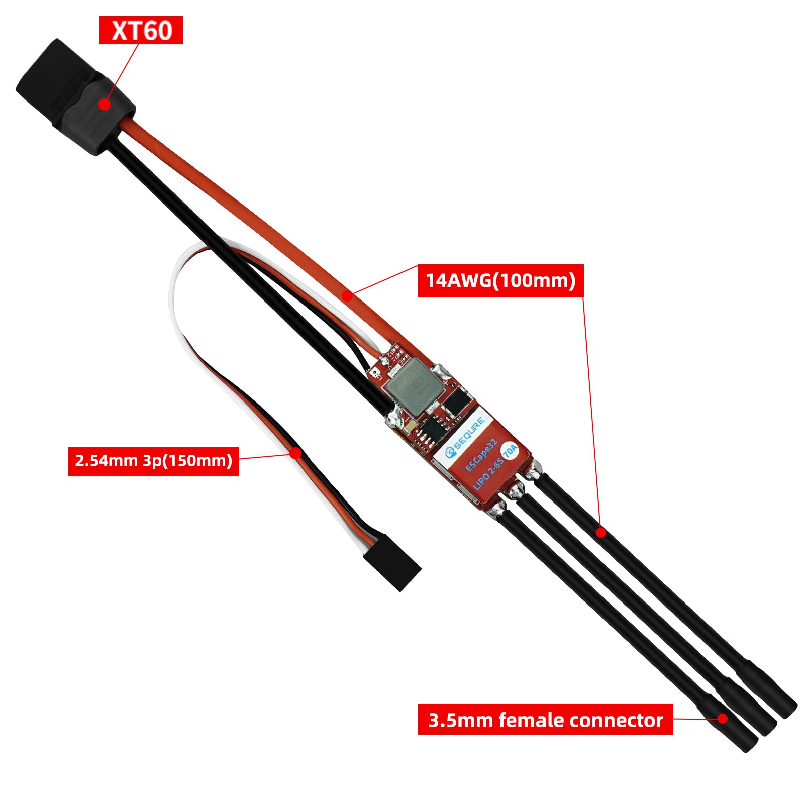 Amazon.com: SEQURE 70A Brushless ESC 2-6S Lipo, RC Motor Electric